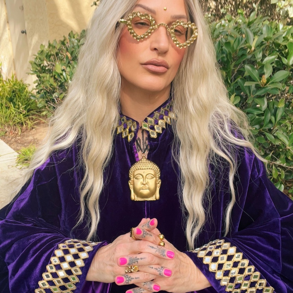 DIVINE PURPLE VELVET MIRRORED INDIAN CAPE